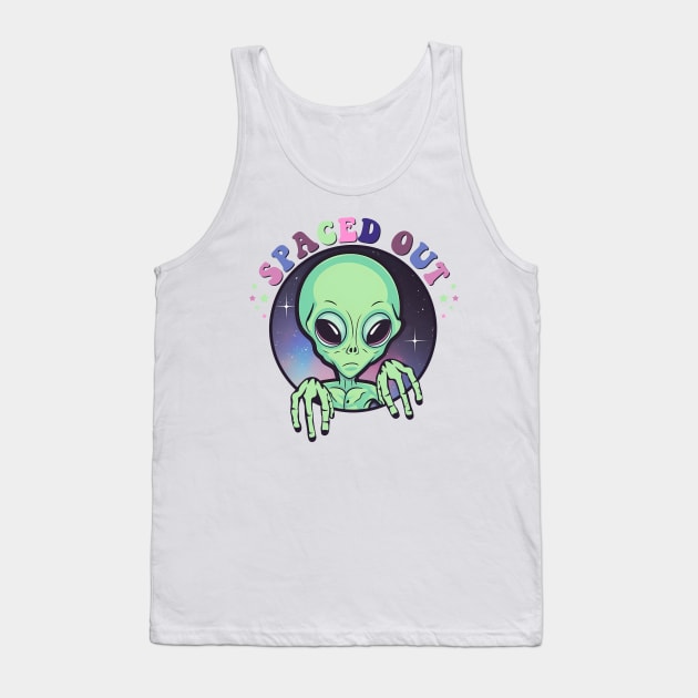 "Spaced Out" Green Alien Tank Top by FlawlessSeams